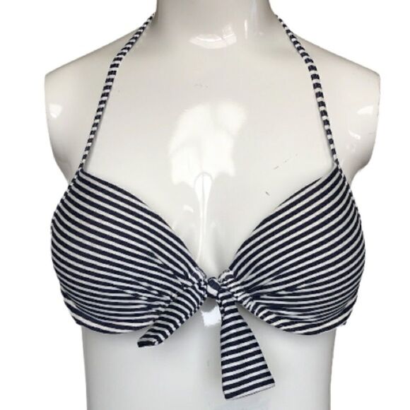 Aerie dark blue/white striped pushup bikini 34B - Picture 1 of 7